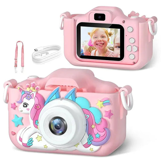 Appareil photo numérique Licorne - Chat pour enfants avec étuis en silicone -  Caméra digital 1080P HD - Jouets enfants - Cadeaux Noël Anniversaires - 2.0 pouces